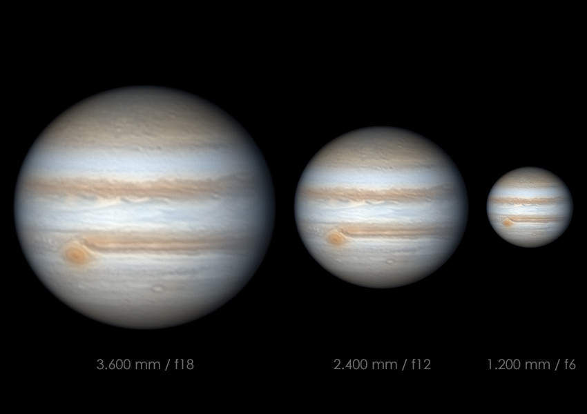 Jupiter - Brennweitenvergleich