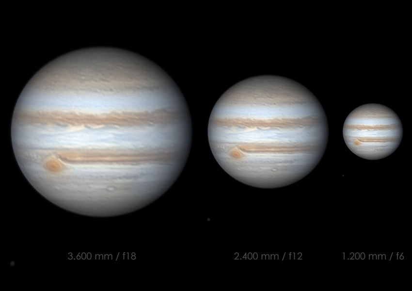 Jupiter - Brennweitenvergleich